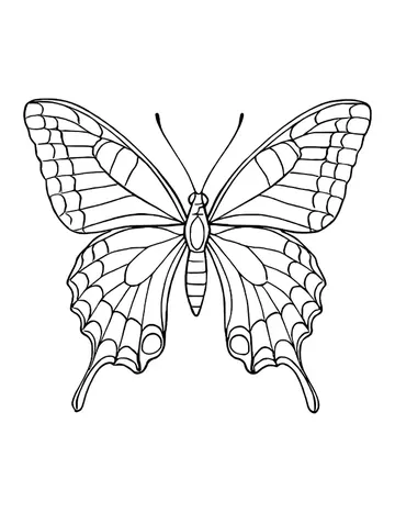 Swallowtail butterfly with thick scalloped wing edges, curved tails and round eyespots