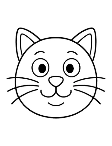 Round friendly cat face with whiskers and a small smile