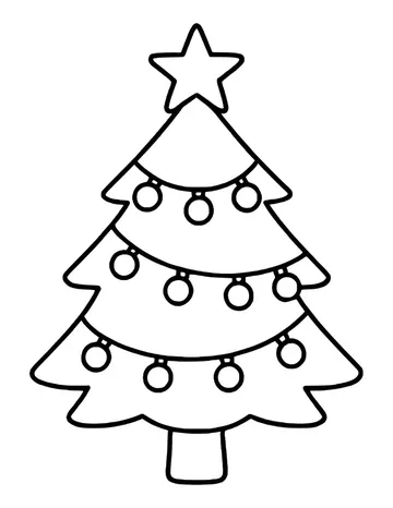 Simple Christmas tree with a star and a looping string of round lights