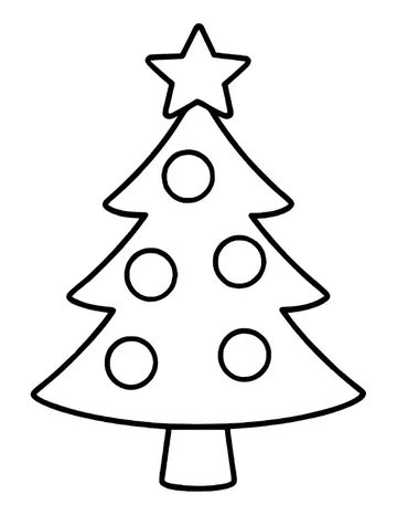 Simple Christmas tree with a star on top and large round ornaments