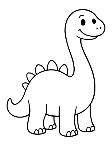 A smiling long-neck dinosaur standing on four sturdy legs, with rounded plates along its back and a curled tail.