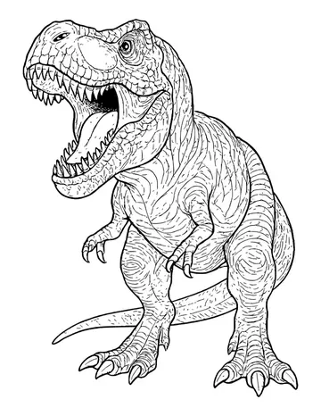 Realistic T. rex roaring with its mouth wide open, showing sharp teeth and textured scales