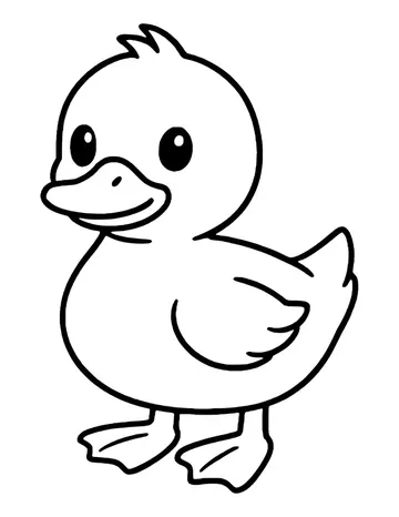 Cute duckling standing in side view with a tuft of feathers on its head and orange-ready feet