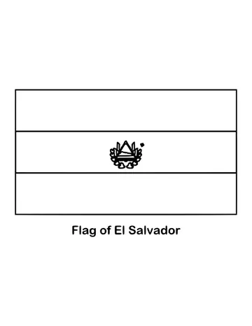 El Salvador's main flag, the Bandera Magna, has blue, white and blue horizontal bands, drawn as an outline to color