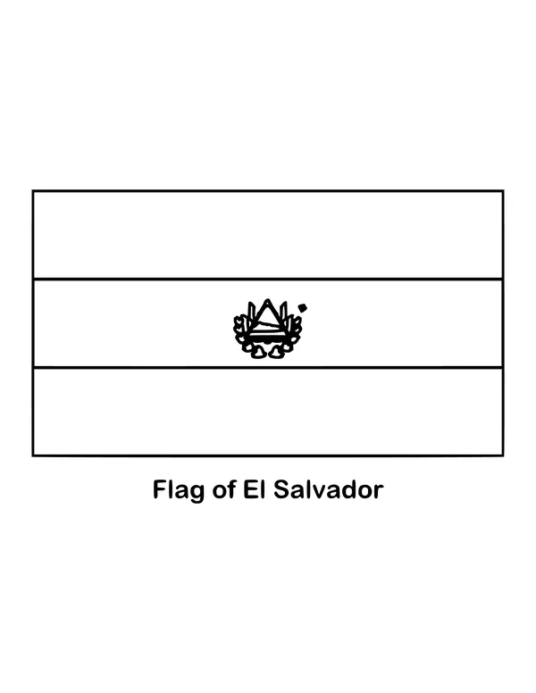 El Salvador's main flag, the Bandera Magna, has blue, white and blue horizontal bands, drawn as an outline to color