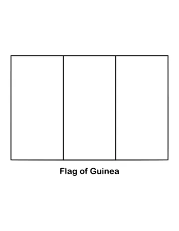Guinea's flag is a vertical tricolour of red, yellow and green, read from the pole outward, drawn as an outline to color