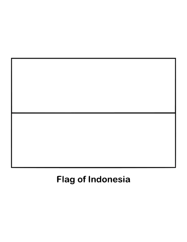 Indonesia's flag, Sang Saka Merah Putih, has a red band on top and a white band below, drawn as an outline to color