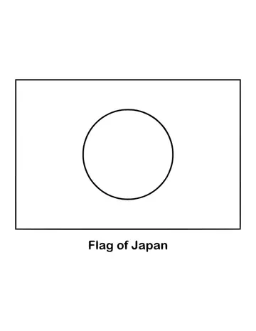 Japan's flag is a white rectangle with a single red disc in the middle, drawn as an outline to color