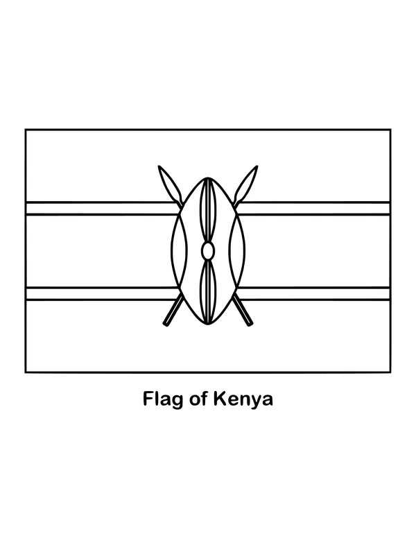 Outline of the flag of Kenya to color