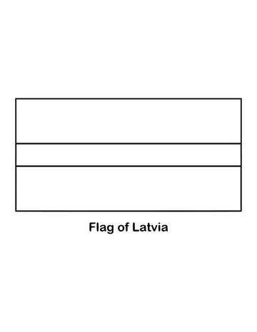 Two wide carmine red stripes frame a white stripe that is only half as tall, drawn as an outline to color