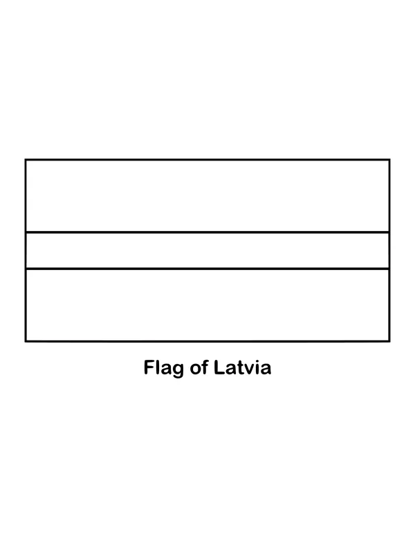Two wide carmine red stripes frame a white stripe that is only half as tall, drawn as an outline to color