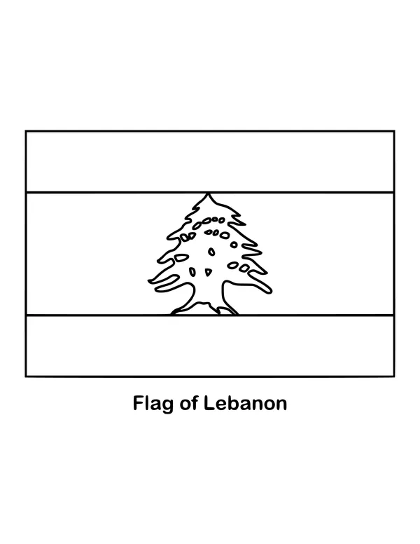 Outline of the flag of Lebanon to color