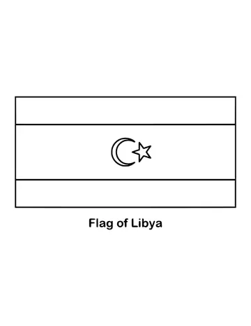 Libya's flag has horizontal bands of red, black and green, with the black band twice as wide, drawn as an outline to color