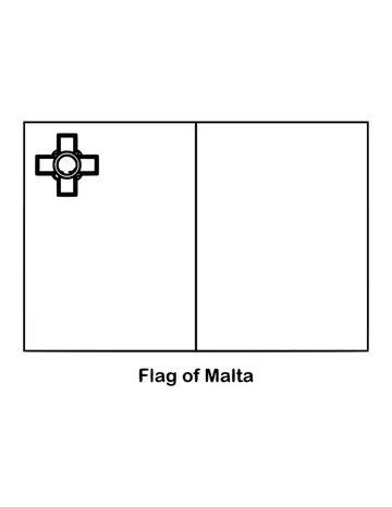 The flag is split vertically, white at the hoist and red at the fly, drawn as an outline to color