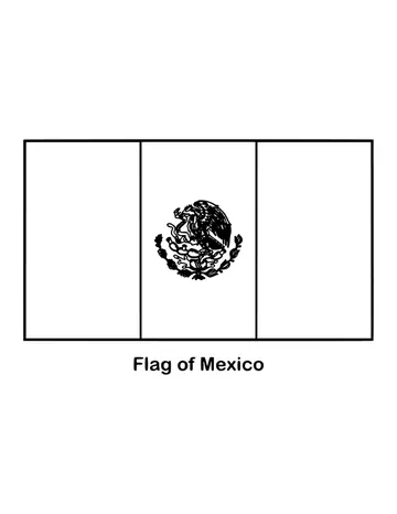 Vertical stripes of green, white and red frame the national coat of arms in the white center, drawn as an outline to color