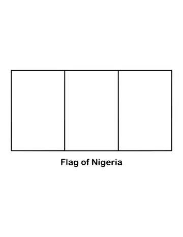 Three vertical stripes, green, white and green, form one of the simplest flags in the world, drawn as an outline to color