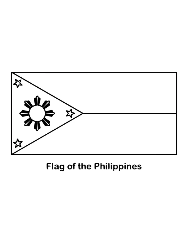 Equal bands of blue over red meet a white triangle at the hoist, drawn as an outline to color
