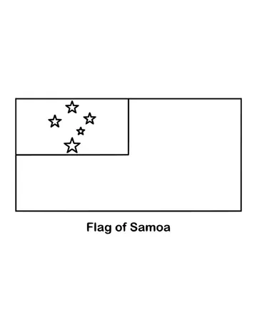 Samoa's flag is red with a blue rectangle in the upper corner by the pole, drawn as an outline to color