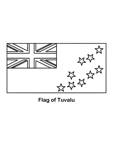Tuvalu's flag is light blue with the Union Jack in its upper corner by the pole, drawn as an outline to color