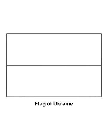 Ukraine's flag is two equal horizontal bands, blue above yellow, drawn as an outline to color