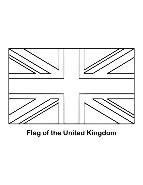Outline of the flag of the United Kingdom, the British flag (Union Jack), to color