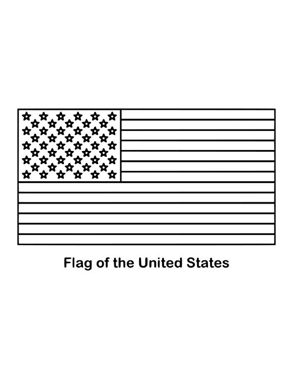 Outline of the flag of the United States, the American flag, to color
