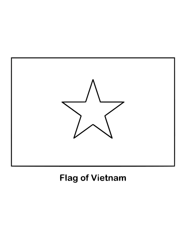 Vietnam's flag is red with one large yellow five-pointed star in the centre, drawn as an outline to color