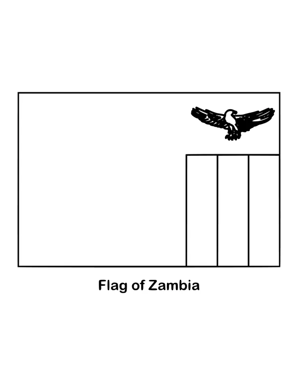 Zambia's flag is green, with an orange eagle in flight, drawn as an outline to color