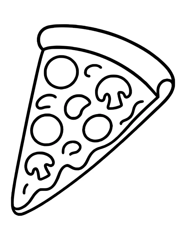 Pizza slice with pepperoni, mushrooms and gooey cheese drips along the edge.