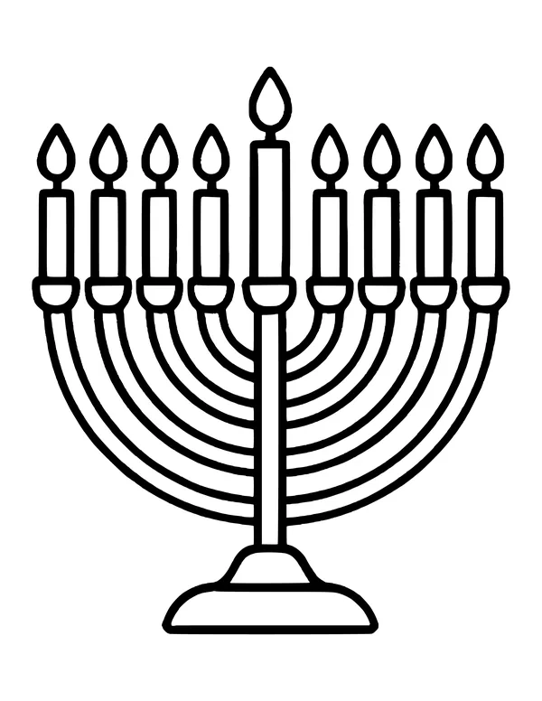 Hanukkah menorah with nine candles, the taller helper candle in the middle