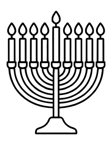 Easy Hanukkah menorah with nine candles, a taller center shamash, curved arms and a wide base