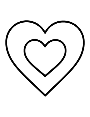 A big outlined heart with a smaller heart drawn in its center, thin even lines.