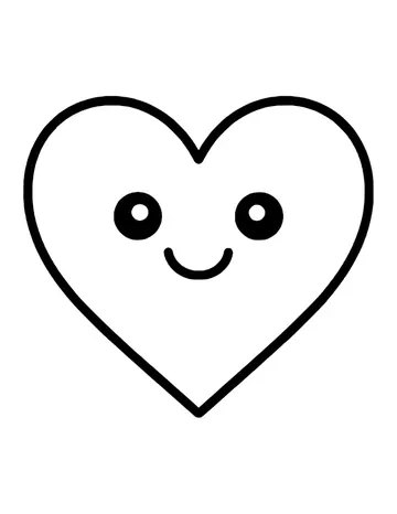 A simple heart with two round eyes and a small curved smile.