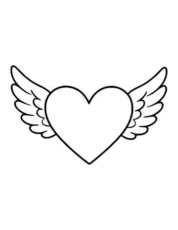 A plump heart with two rounded, feathered wings spread out to each side.