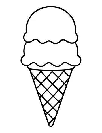 Ice cream cone with two scoops and wavy edges on a criss-cross waffle cone.