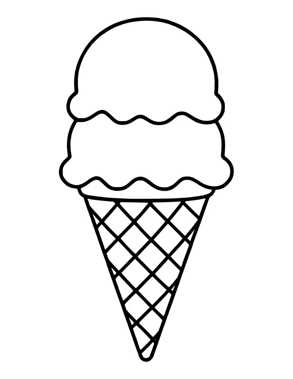 Ice cream cone with two scoops and wavy edges on a criss-cross waffle cone.