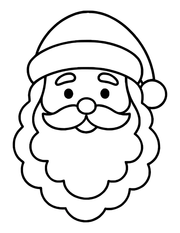 Smiling Santa face with a curly beard and a pom-pom hat