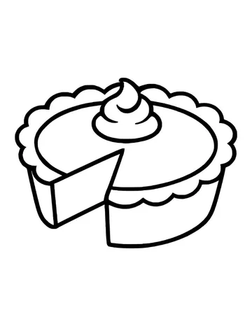 Pumpkin pie with a wavy crust, a swirl of whipped cream on top and one slice pulled away.
