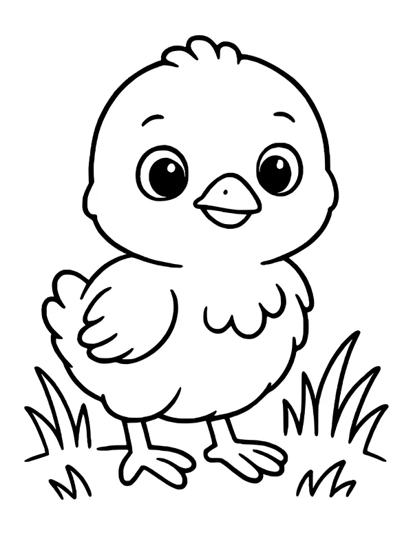 Fluffy baby turkey chick, called a poult, with big eyes standing in tufts of grass.