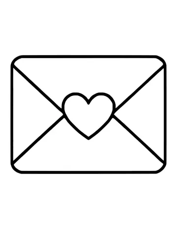 Rounded envelope with crossed flap lines meeting at a large heart seal in the center
